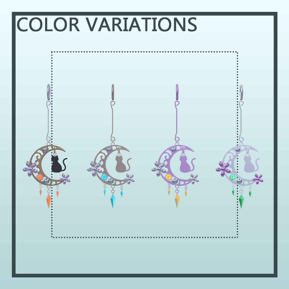 【VRChat想定】月花と猫 イヤリング【PB対応】