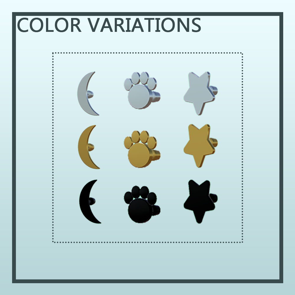 【VRChat想定】月花と猫 イヤリング【PB対応】