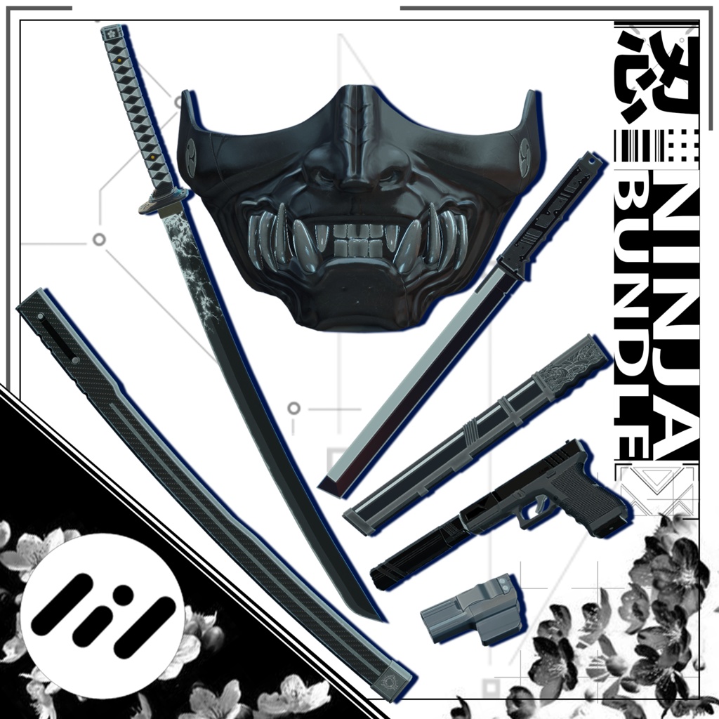 【VRC想定武器セット】近未来忍者バンドル【+ギミック】