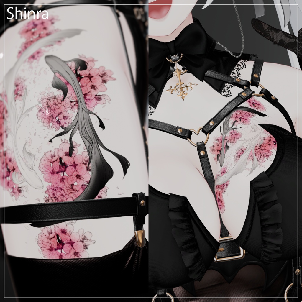 "桜流し" 水彩風タトゥー 9アバター対応(森羅/愛莉/しお/ラシューシャ/マヌカ/ミルティナ/ルルネ/しなの/ルミナ)