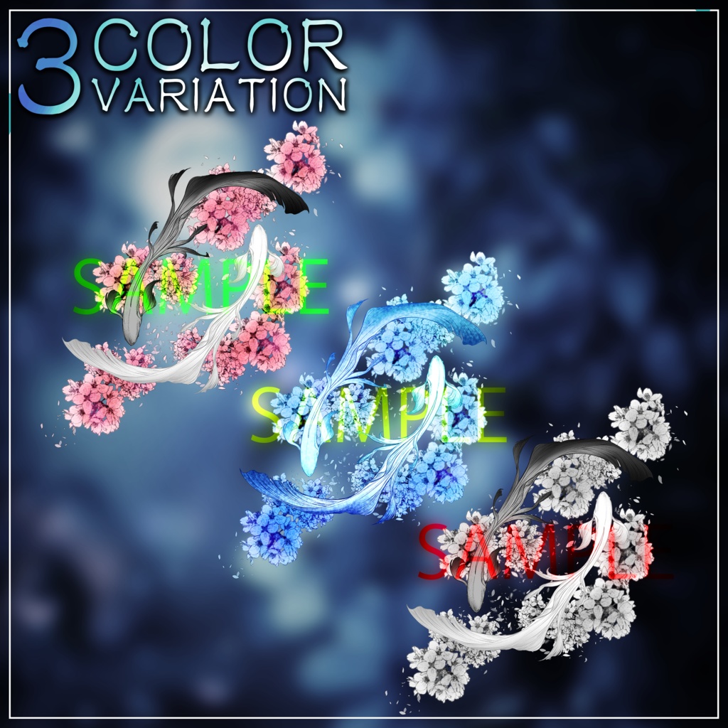 "桜流し" 水彩風タトゥー 9アバター対応(森羅/愛莉/しお/ラシューシャ/マヌカ/ミルティナ/ルルネ/しなの/ルミナ)