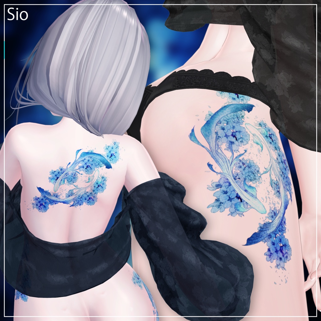 "桜流し" 水彩風タトゥー 9アバター対応(森羅/愛莉/しお/ラシューシャ/マヌカ/ミルティナ/ルルネ/しなの/ルミナ)