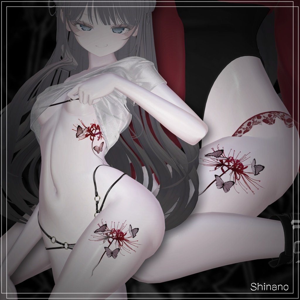 蝶と彼岸花のタトゥー 12アバター対応[VRC想定/デカール] 缩略图 6
