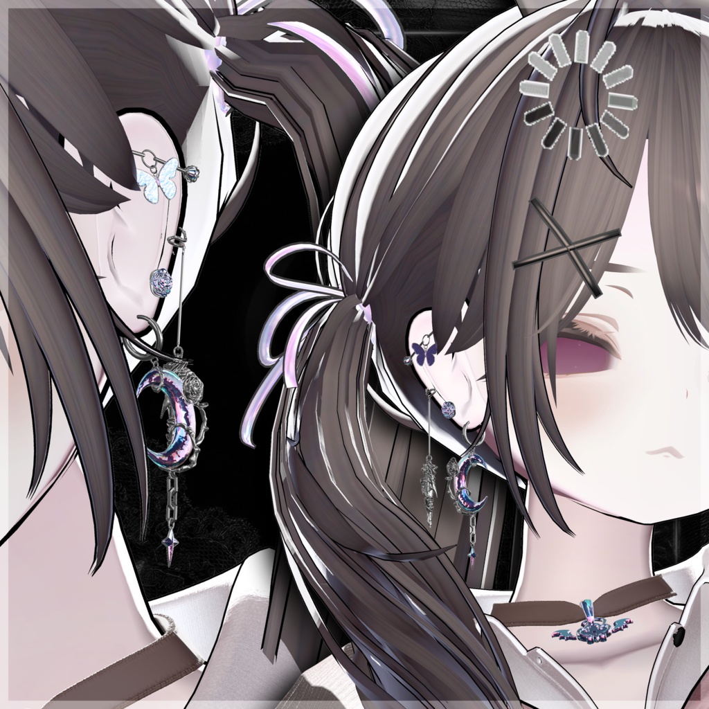 ★セール中【VRChat想定アクセサリー】NoctRose -ノクトローズ-【9アバター対応】