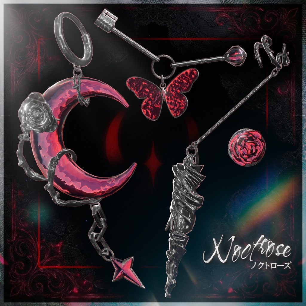 ★セール中【VRChat想定アクセサリー】NoctRose -ノクトローズ-【9アバター対応】
