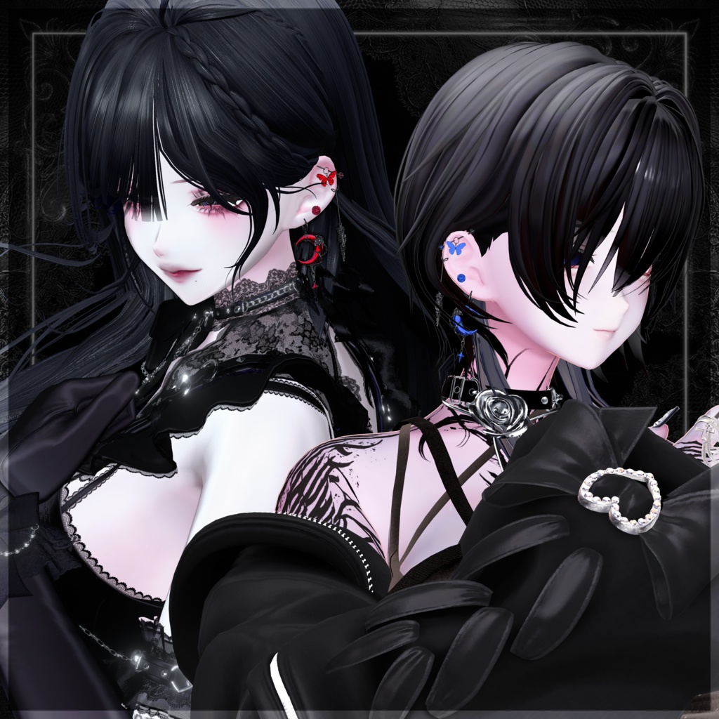 ★セール中【VRChat想定アクセサリー】NoctRose -ノクトローズ-【9アバター対応】