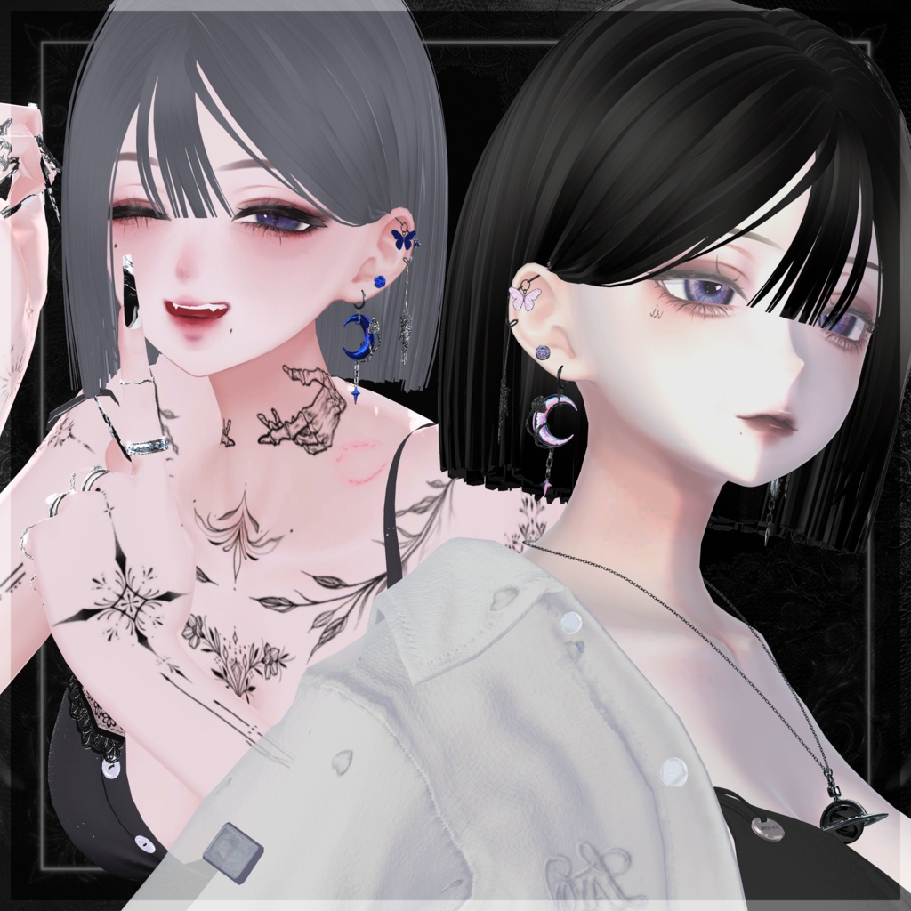★セール中【VRChat想定アクセサリー】NoctRose -ノクトローズ-【9アバター対応】