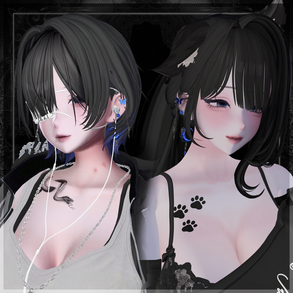 ★セール中【VRChat想定アクセサリー】NoctRose -ノクトローズ-【9アバター対応】