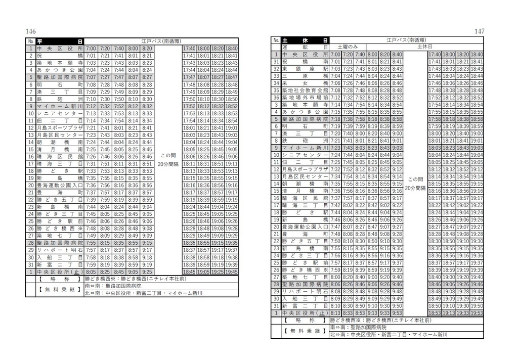 【再訂正版】2022冬季版　23区東部+αコミュニティバス時刻表P146,147