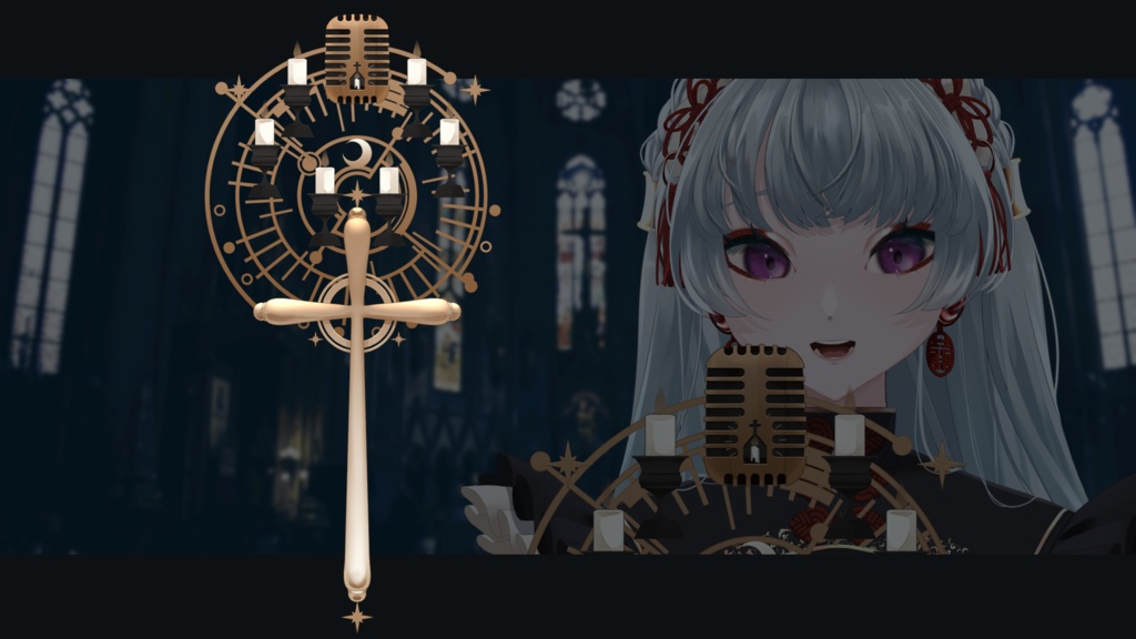 【透過動画素材】息をするマイク(星座×キャンドル×教会)