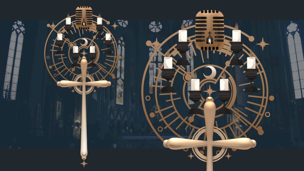 【透過動画素材】息をするマイク(星座×キャンドル×教会)