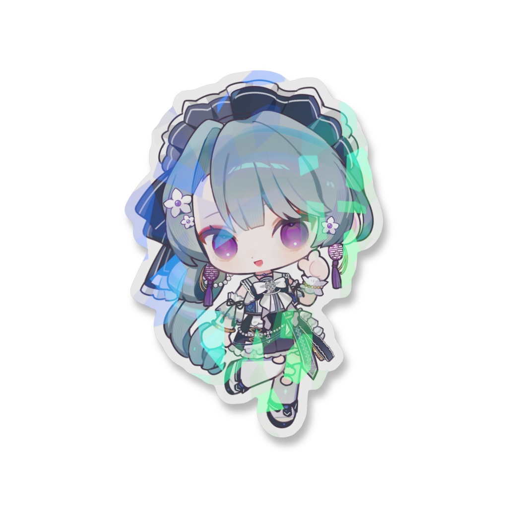 チャイナメイドちゃんホログラムスマホステッカーA