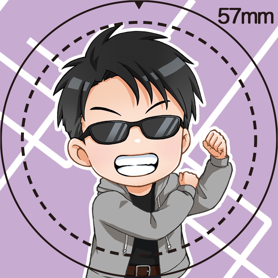 きんにくミニキャラ57mm丸缶バッジ