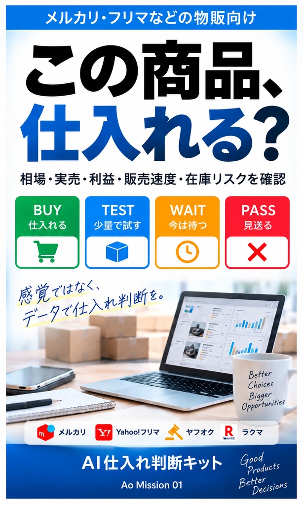 この商品、仕入れる？｜AI仕入れ判断キット【物販・メルカリ・せどり】