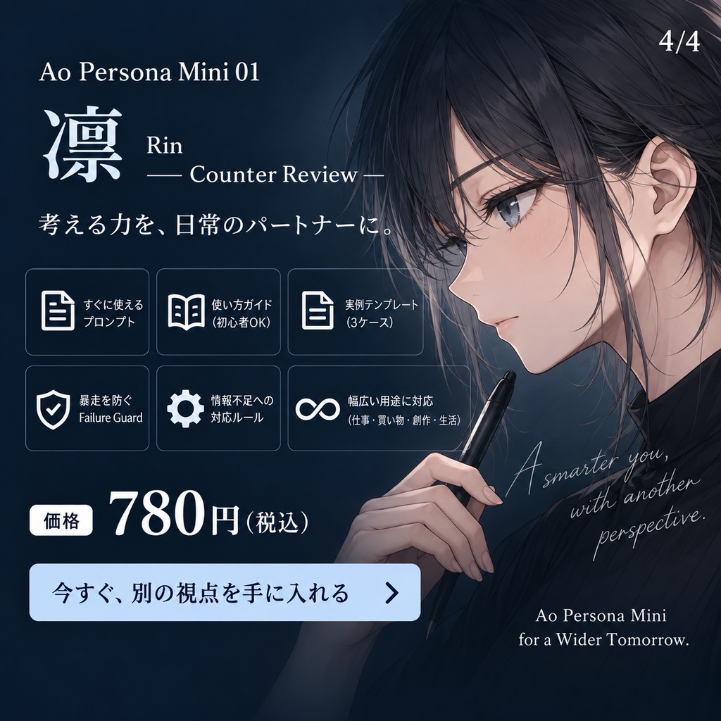 無料Trial版|AIに「もうひとつの視点」を追加する Ao Persona Mini 01|凛