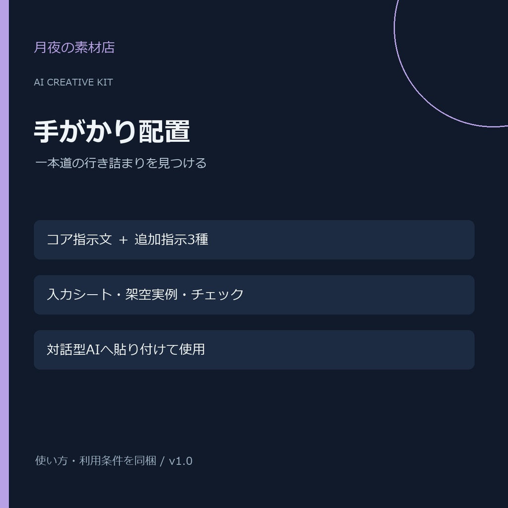 【AI創作支援】手がかり配置キット｜指示文・入力シート・実例