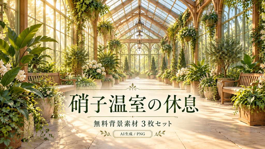 【無料・背景3枚】硝子温室の休息|TRPG・ゲーム・動画向け