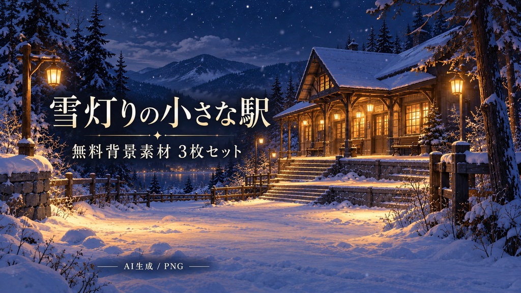 【無料・背景3枚】雪灯りの小さな駅｜TRPG・ゲーム・動画向け