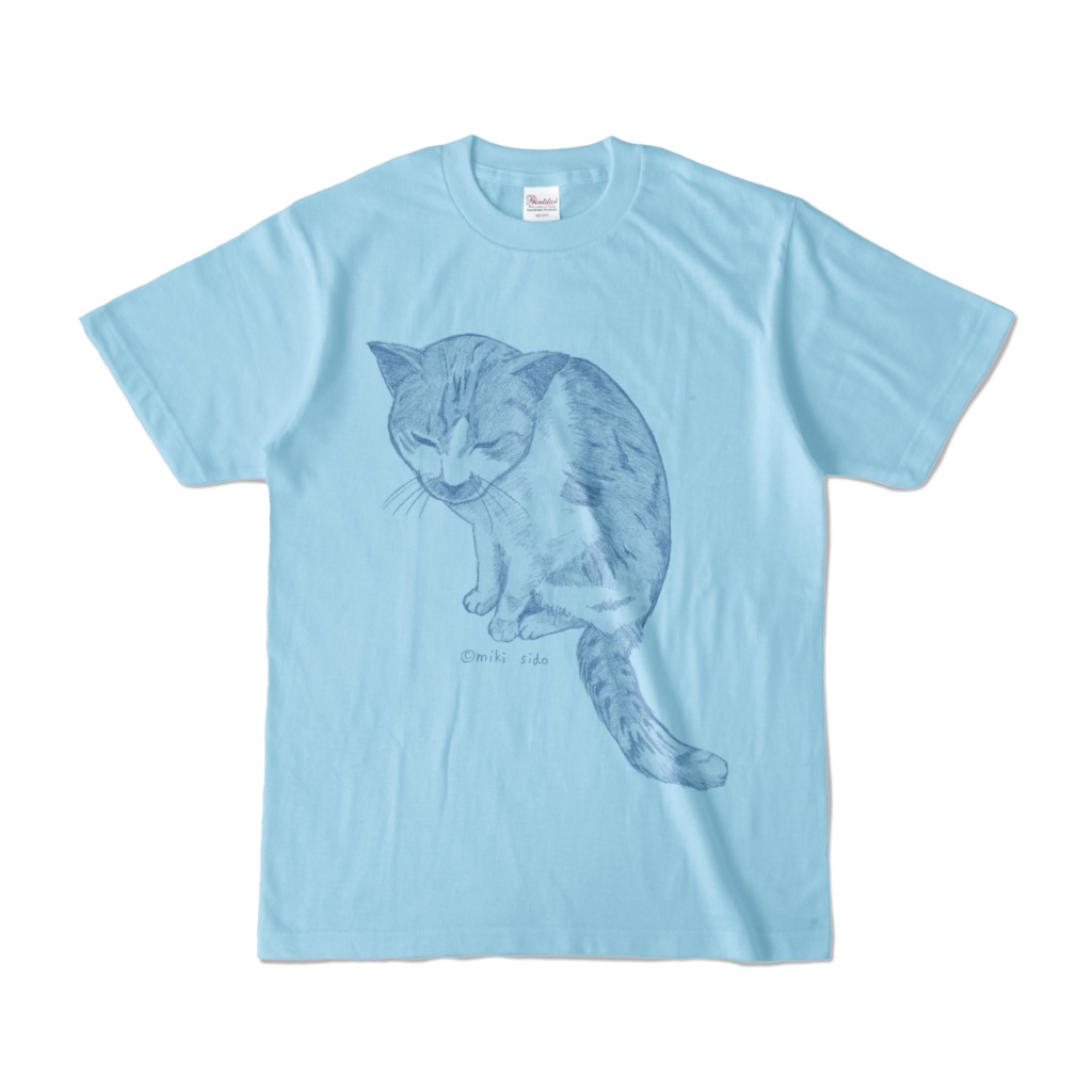 モノトーン猫TシャツA(ブルー)