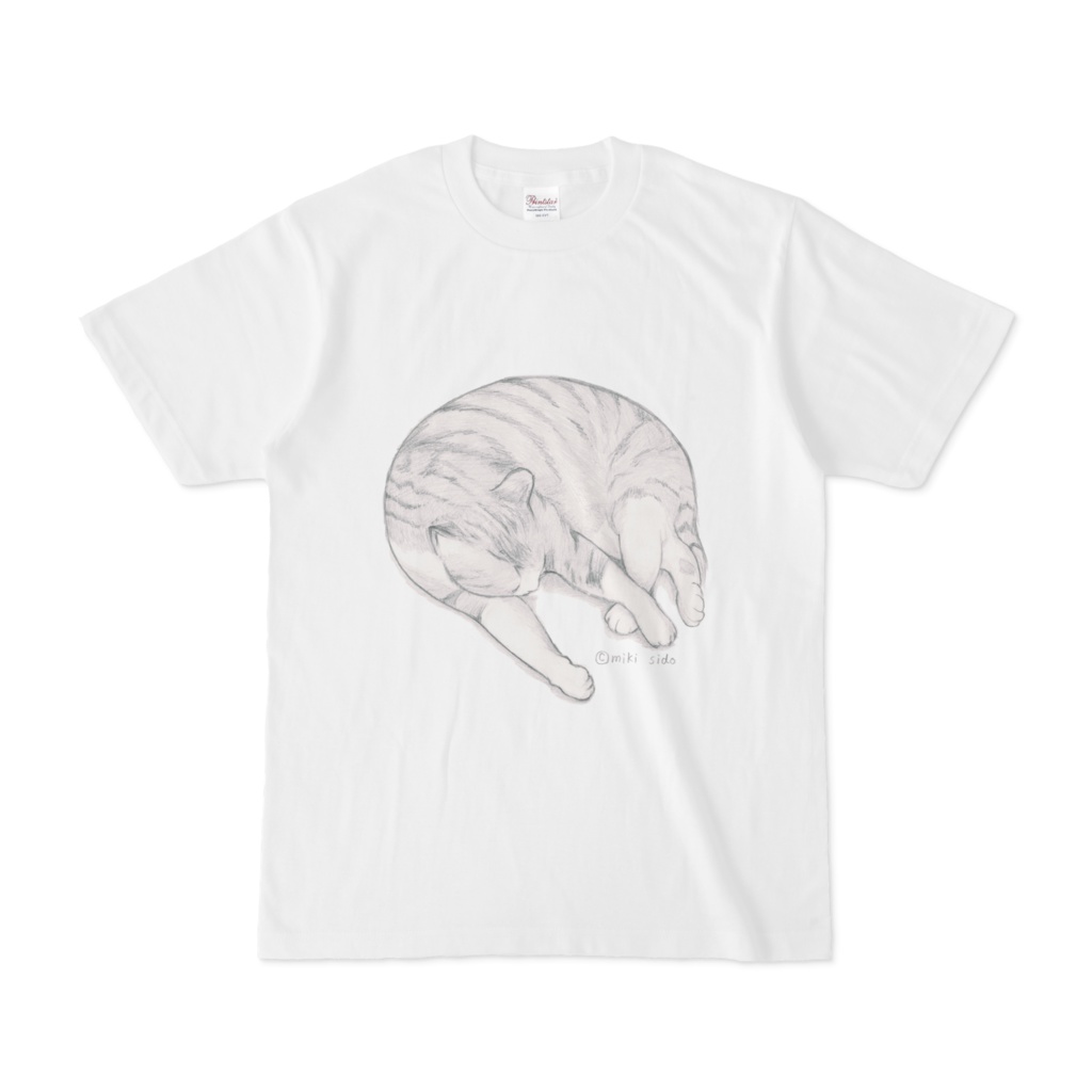 モノトーン猫TシャツB（白）