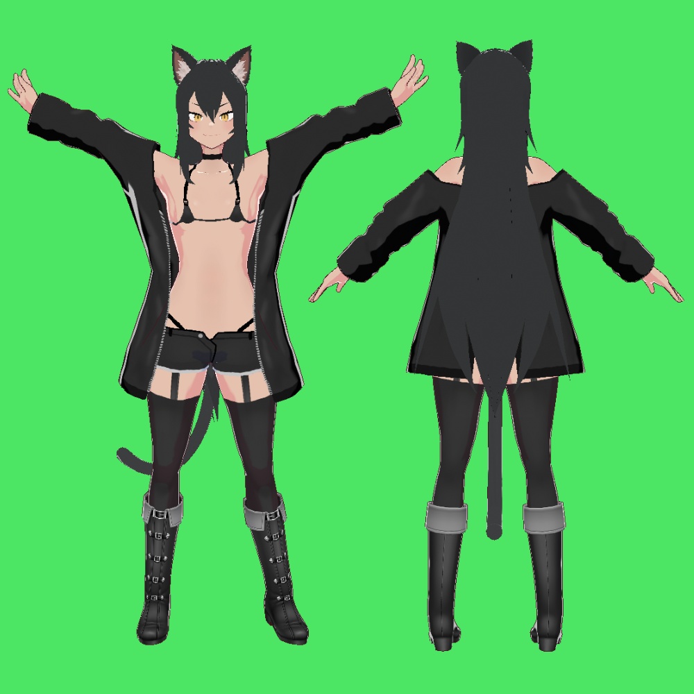 【オリジナル3Dモデル】クロキ ver1.1【VRM】【VRoid model】