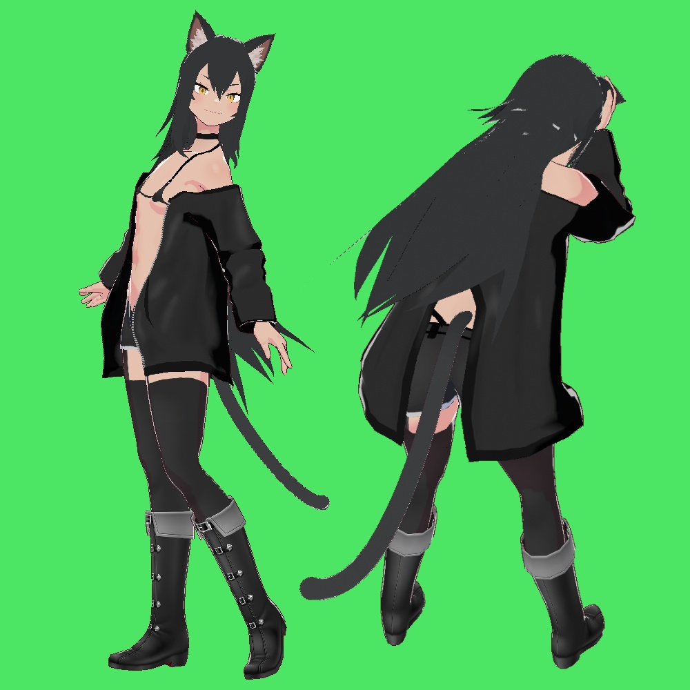 【オリジナル3Dモデル】クロキ ver1.1【VRM】【VRoid model】