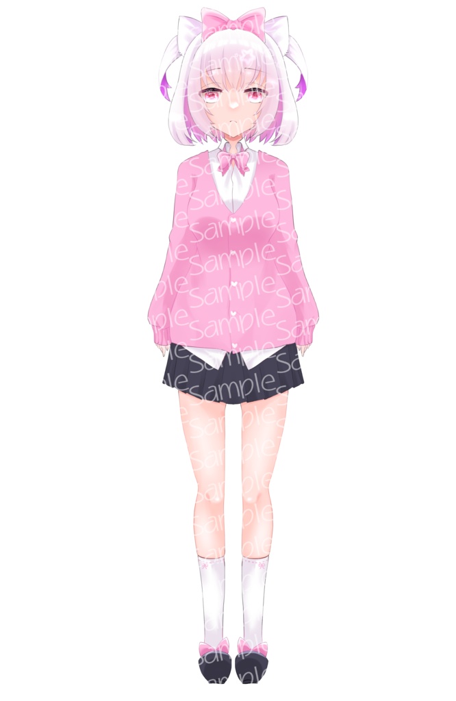 【全身立ち絵】白猫学生ちゃん【差分10種類】