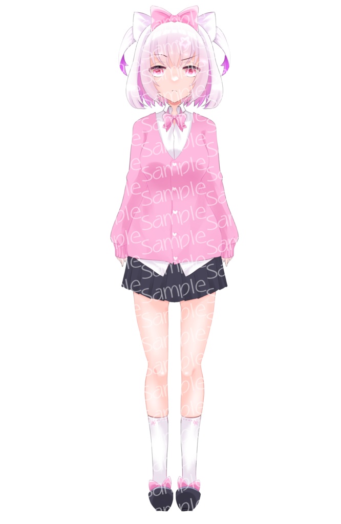 【全身立ち絵】白猫学生ちゃん【差分10種類】