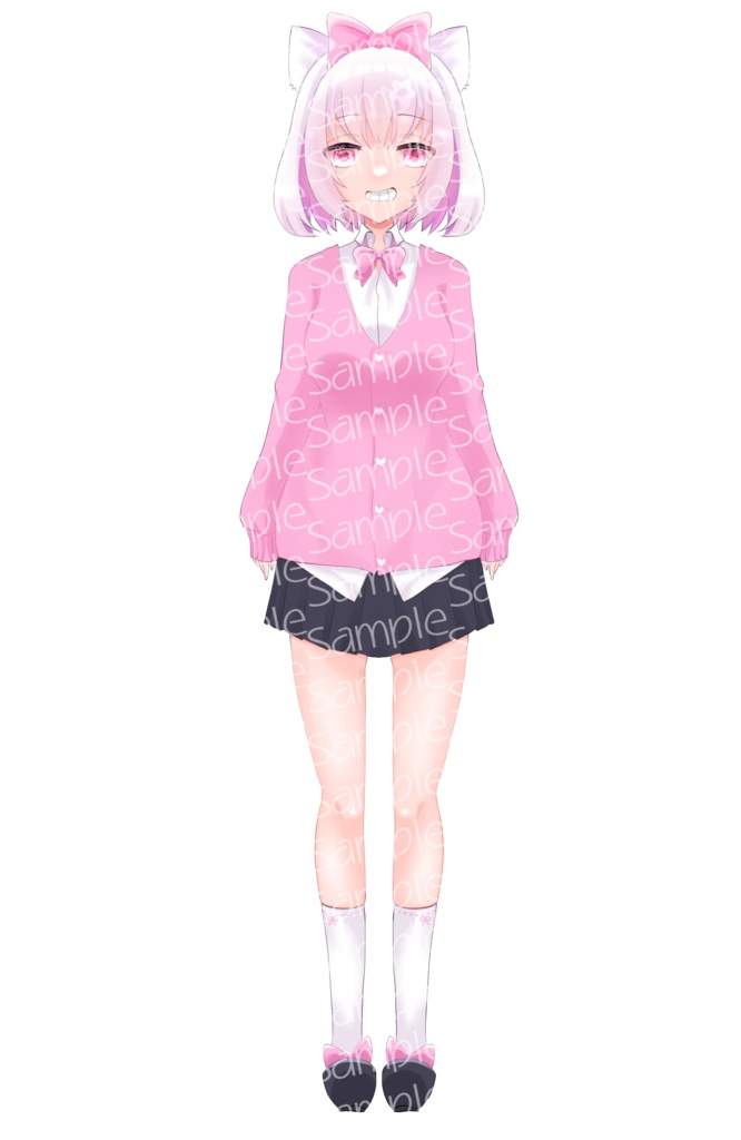 【全身立ち絵】白猫学生ちゃん【差分10種類】