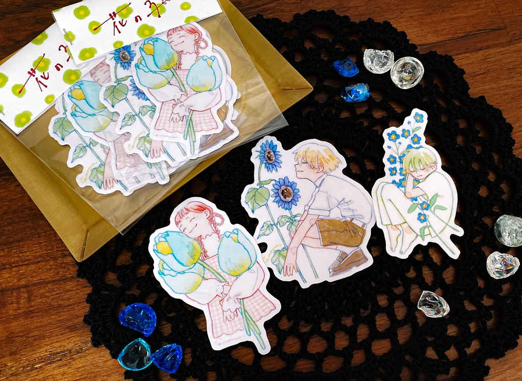 ステッカー「花の子」3種セット（グリーン）