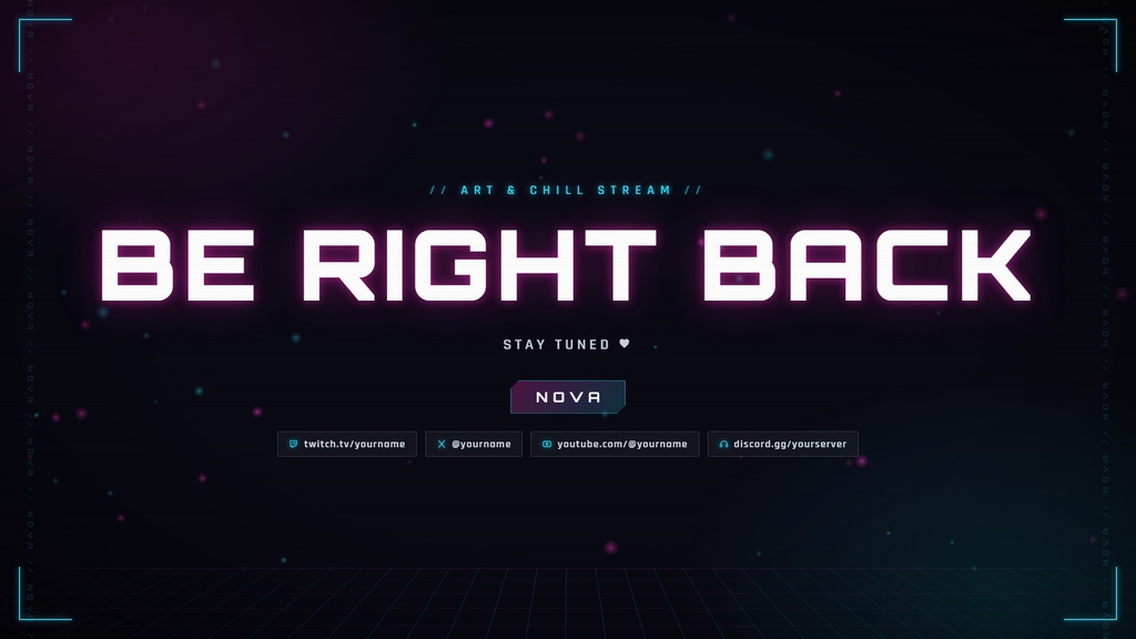 【OBS対応】NEON PULSE ─ サイバーネオン配信素材5点セット+設定ツール(スタート画面・休憩・終了・カメラ枠・テロップ)