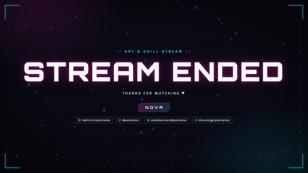 【OBS対応】NEON PULSE ─ サイバーネオン配信素材5点セット+設定ツール(スタート画面・休憩・終了・カメラ枠・テロップ)