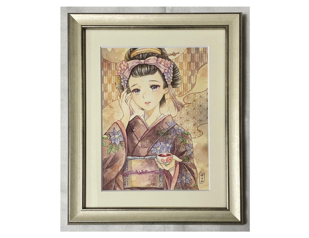 額装原画／紅をさす