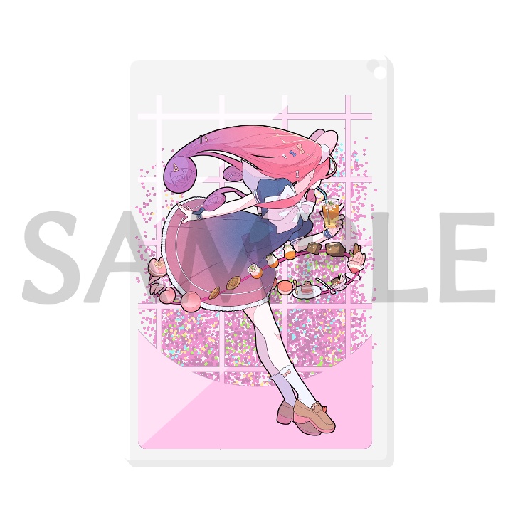 流れるグリッターアクリルキーホルダー/ピーチティー【のり恋】