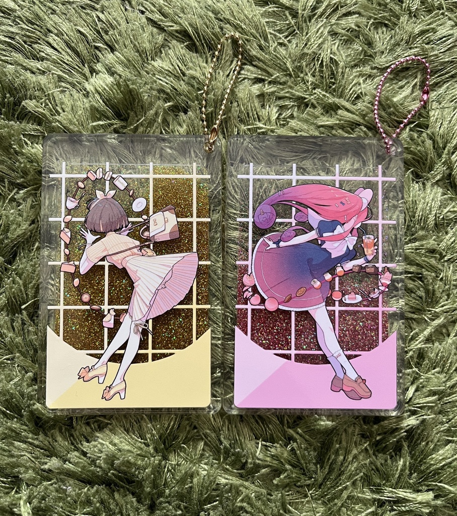 流れるグリッターアクリルキーホルダー/レモンティー【のり恋】