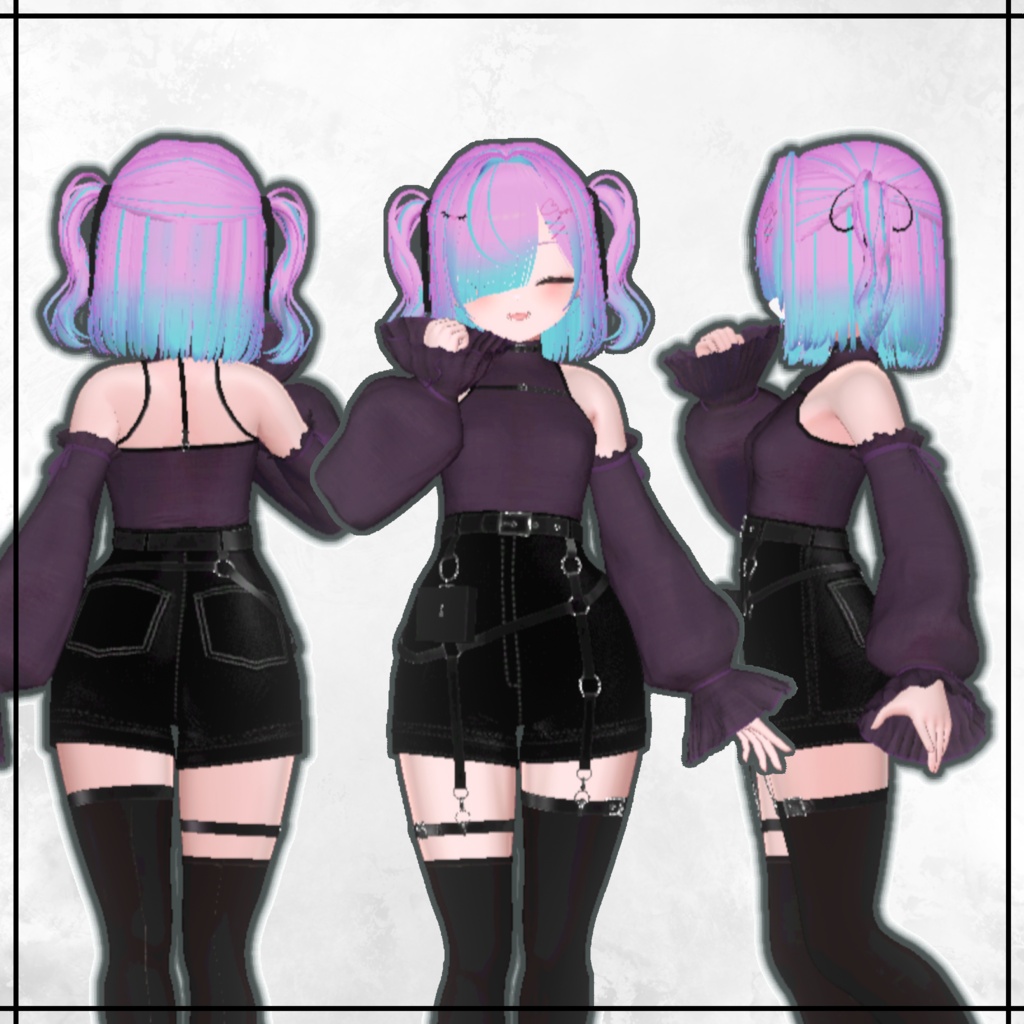 【VRChat想定・MA対応】片目隠れツーサイドボブ