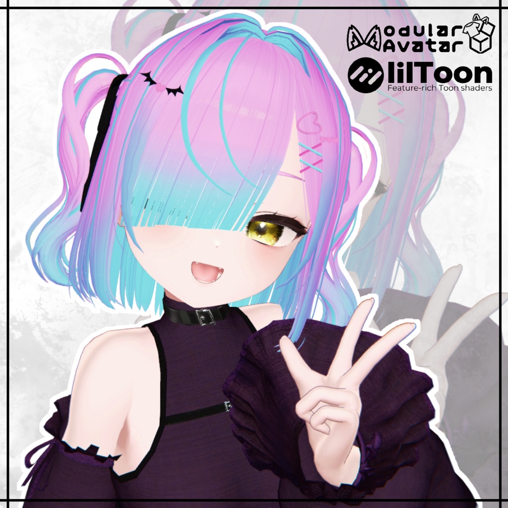 【VRChat想定・MA対応】片目隠れツーサイドボブ