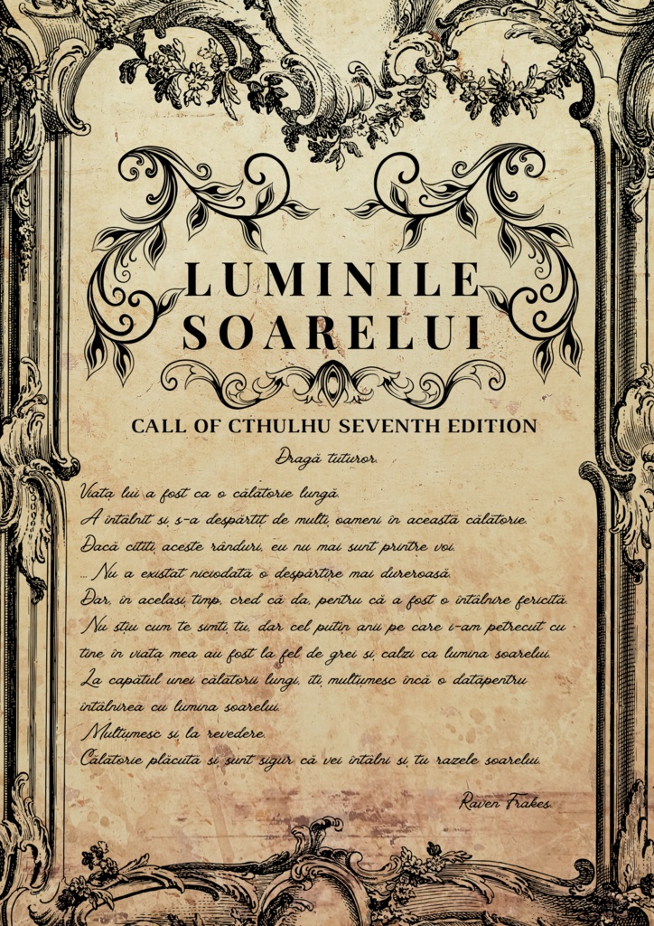 【新クトゥルフ神話TRPG】Luminile Soarelui_シナリオ【CoC7版】