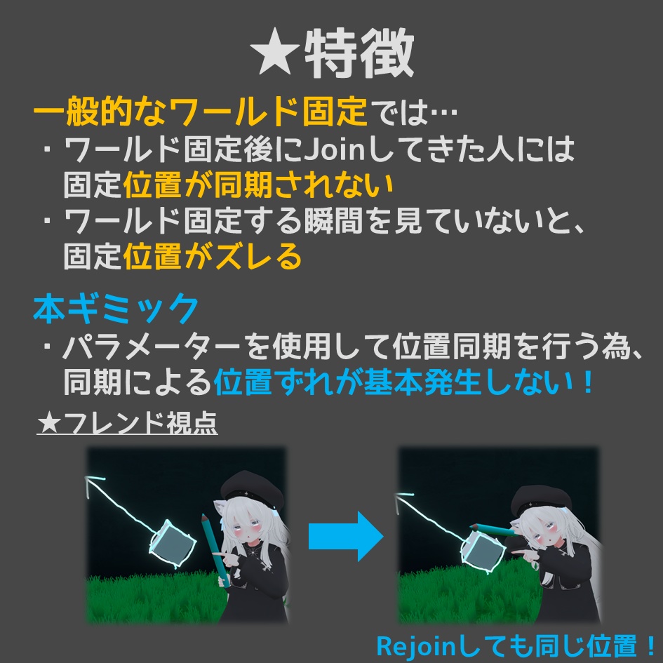 【無料】パラメーター同期式ワールド固定システム【VRChat】