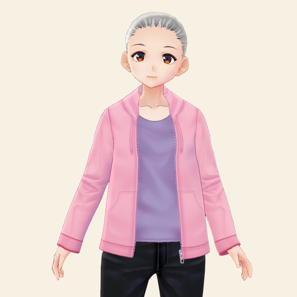 【VRoid】男女兼用衣装・前開きパーカー