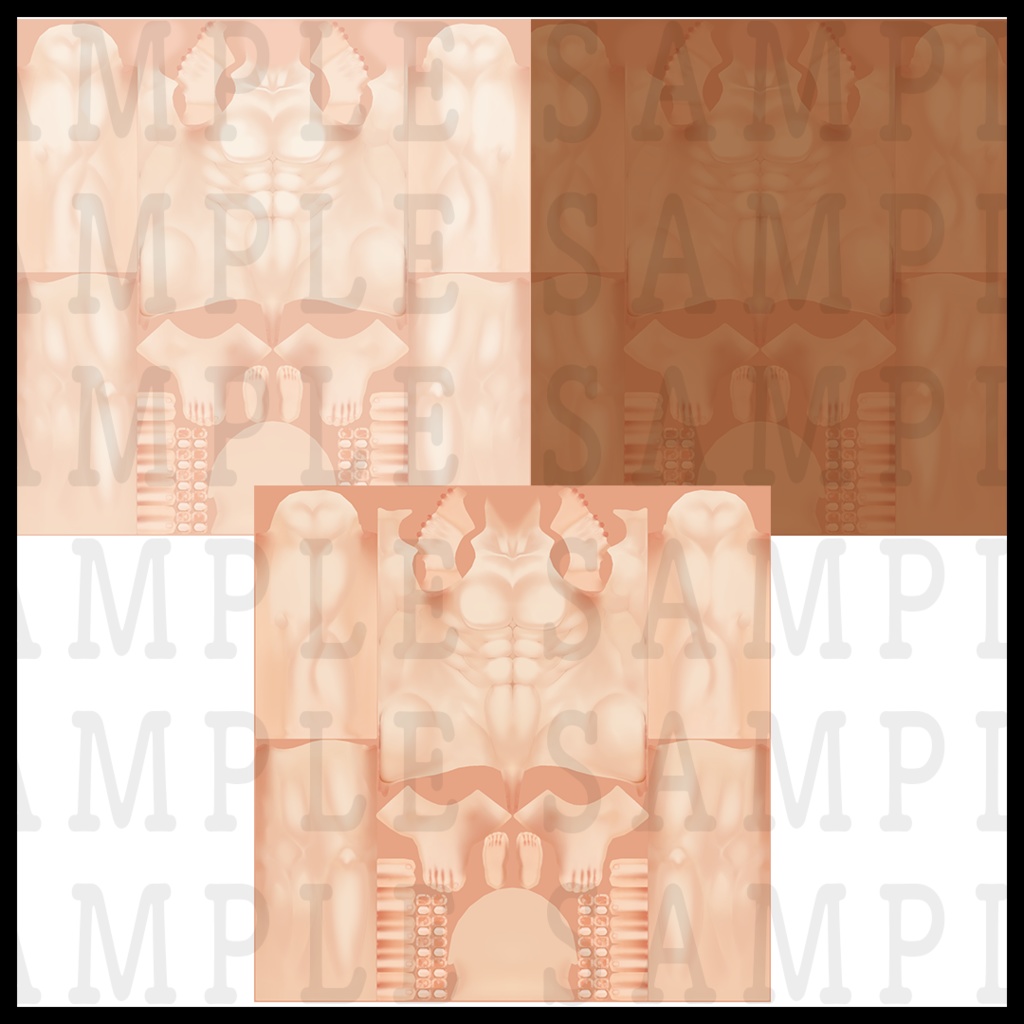 【VRoid】ムキムキ肉体肌・色白肌・褐色肌・元気肌