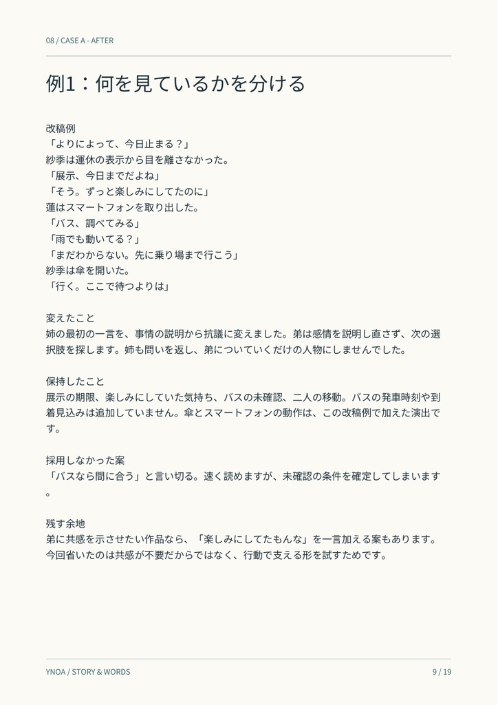 小説の会話と人物の声を整える改稿ワークブック|創作例3組・記入シート4種