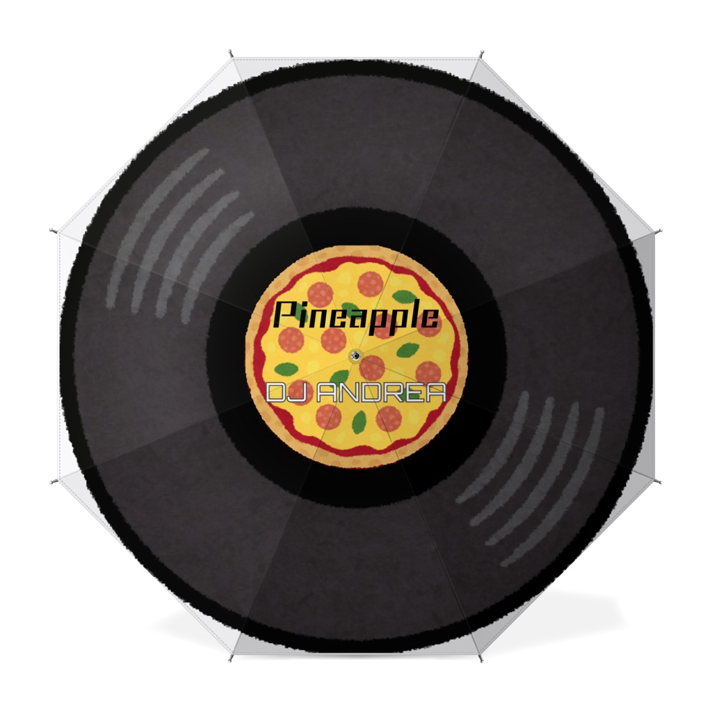ピザを乗せたレコード盤の長傘 by DJ ANDREA