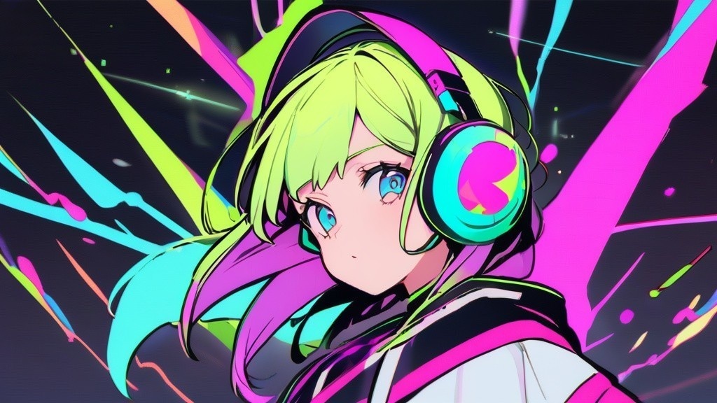 【フリーBGM】ネオンカラーのヘッドフォン
