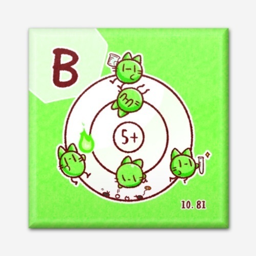 四角い元素の缶バッジ(1.水素~10.ネオン)