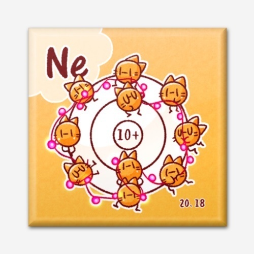 四角い元素の缶バッジ(1.水素~10.ネオン)