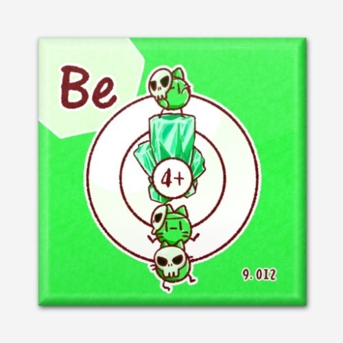 四角い元素の缶バッジ(1.水素~10.ネオン)