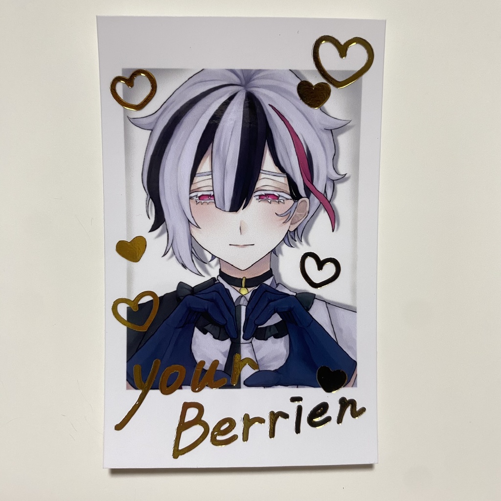 ハート作って！箔押し付きチェキ風カード