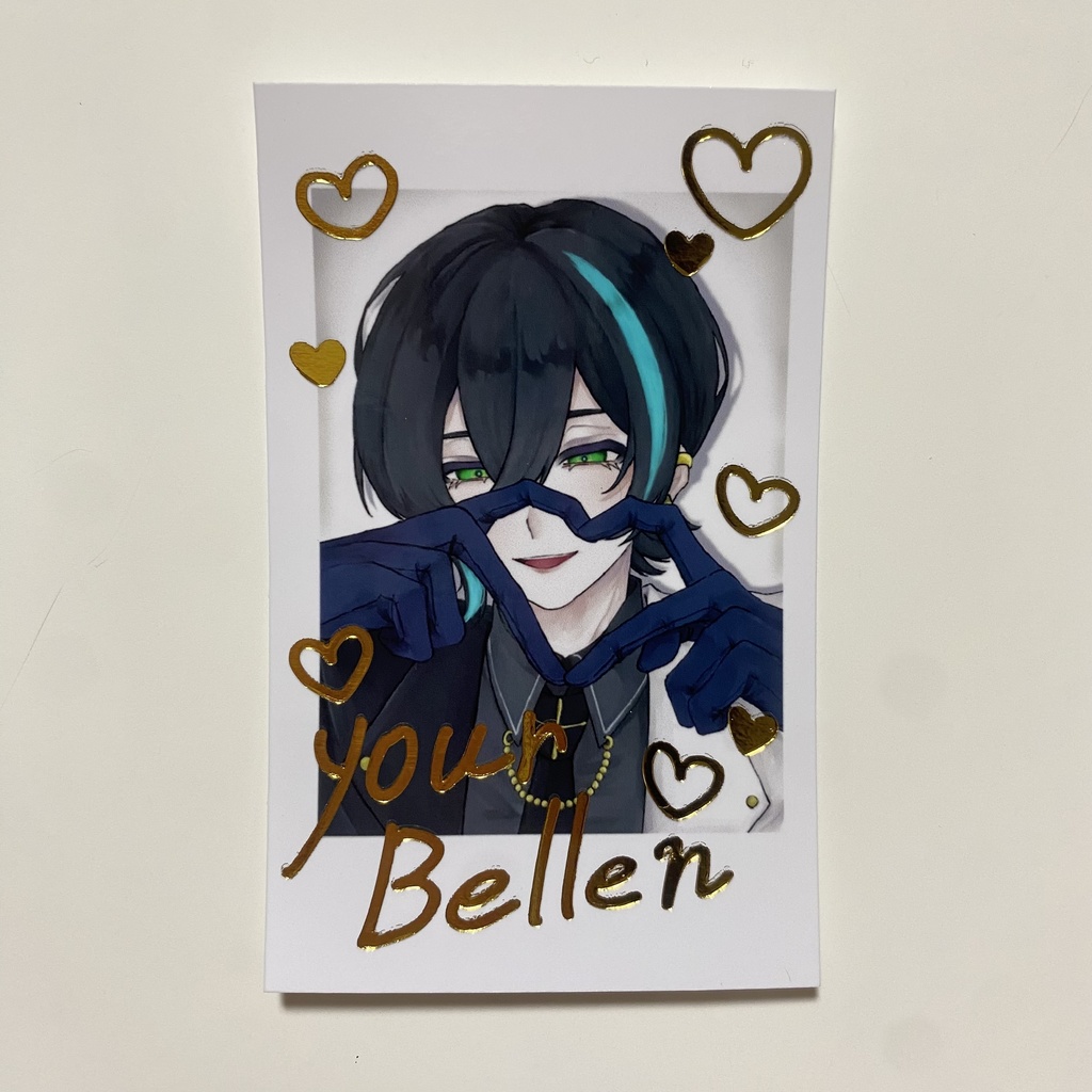 ハート作って！箔押し付きチェキ風カード