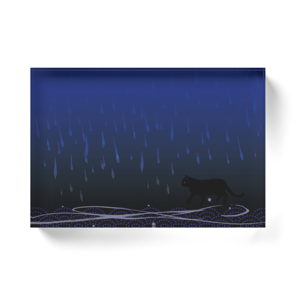 『ねこと雨』アクリルブロック